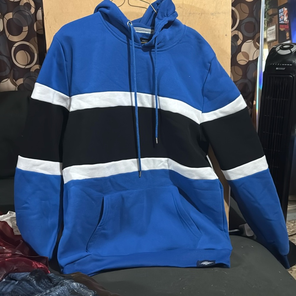 Pacific blue jacket blue black and white